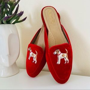 New Ralph Lauren Red Velvet Flats shoes